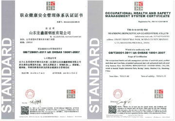 职业健康安全管理体系认证证书(图1)